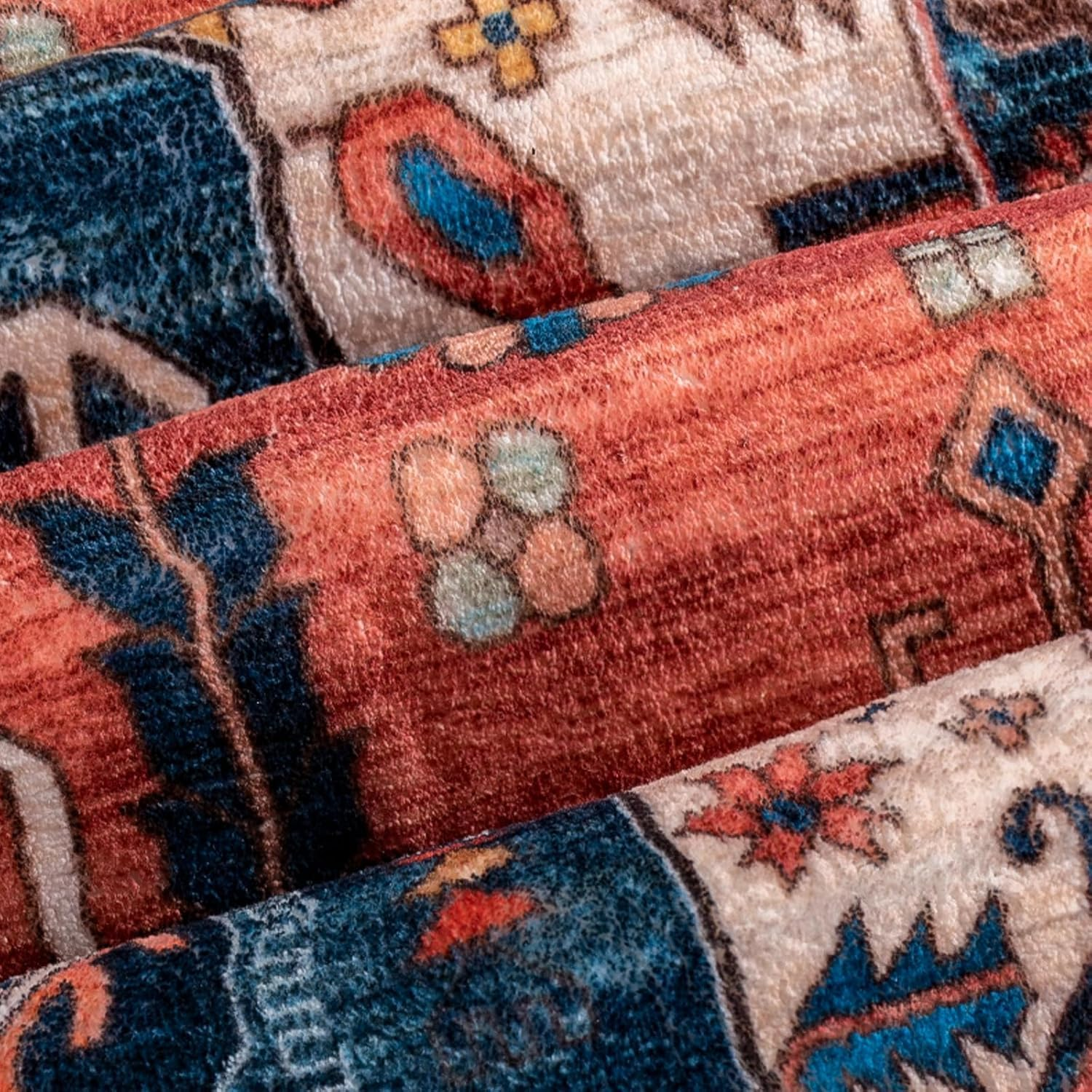 Boho Runner Rugs for Hallway 2X3 Extra Long Washable Non-Slip Hallway Runner Rug Low-Pile Stair Kitchen Runner Oriental Throw Carpet Runner for Entrance Bathroom Living Room Rug Foyer image number 1