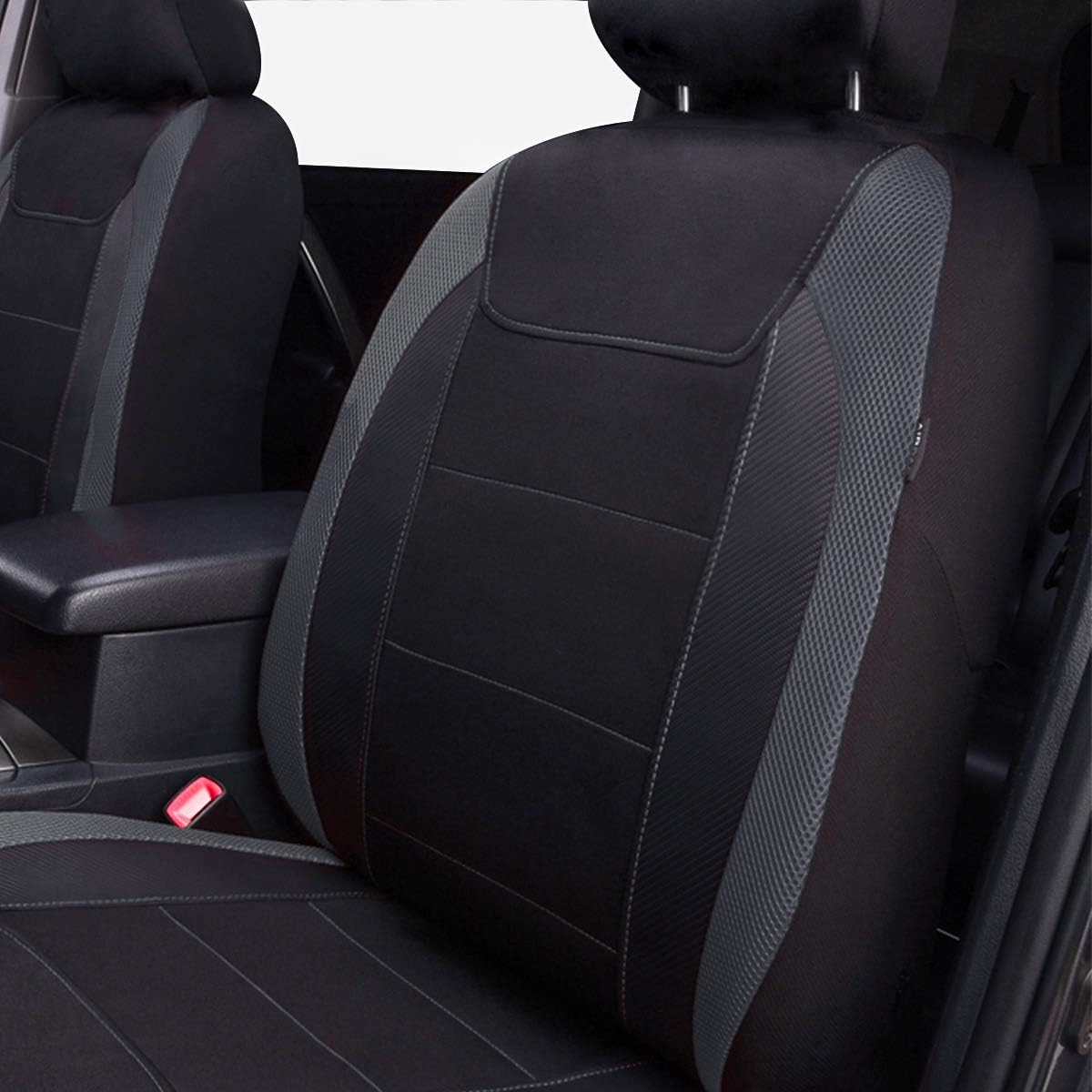 Flying Banner Gabardine Mesh Front Car Seat Covers Airbag Compatible Protector Universal for Most Car Truck Vans Suvs (Black and Grey) image number 2