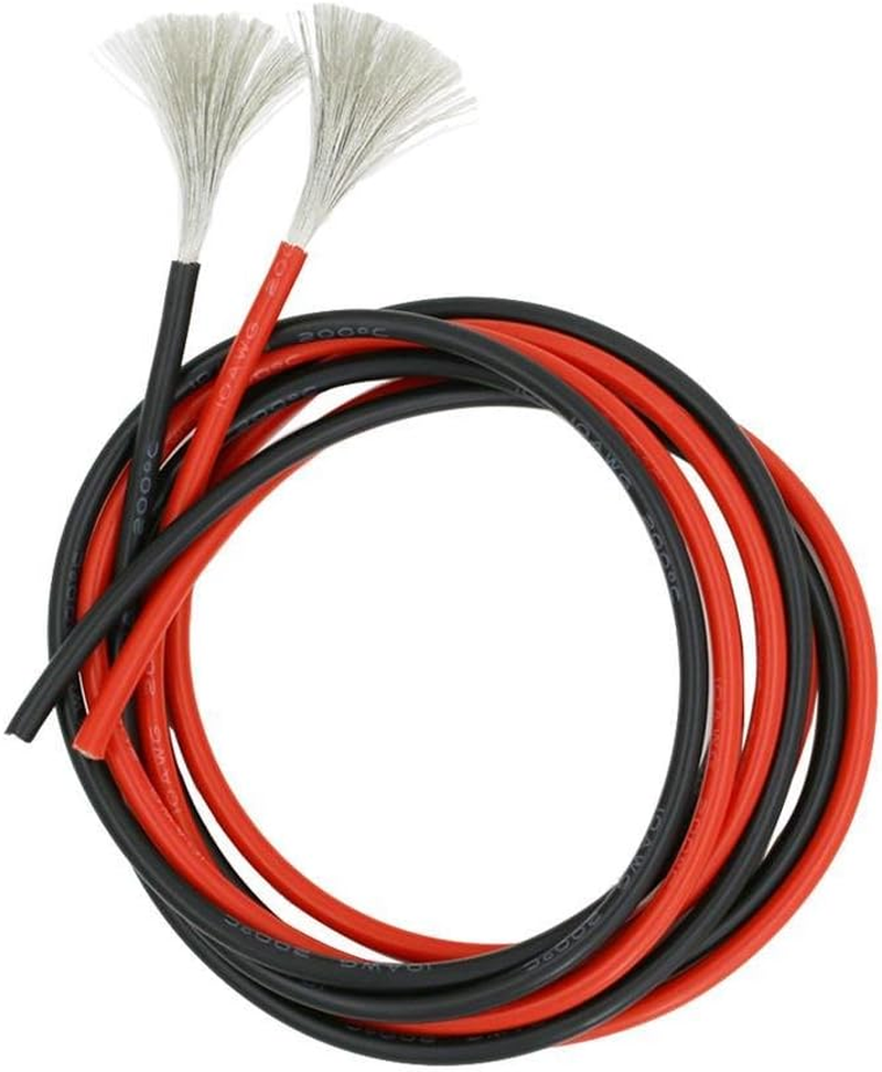 BNTECHGO 10 Gauge Silicone Wire Ultra Flexible 20 Feet High Temp 200 Deg C 600V 10 AWG Silicone Wire 1050 Strands of Tinned Copper Wire Stranded Wire Model Battery Cable Black and Red Each Color 10 Ft image number 1