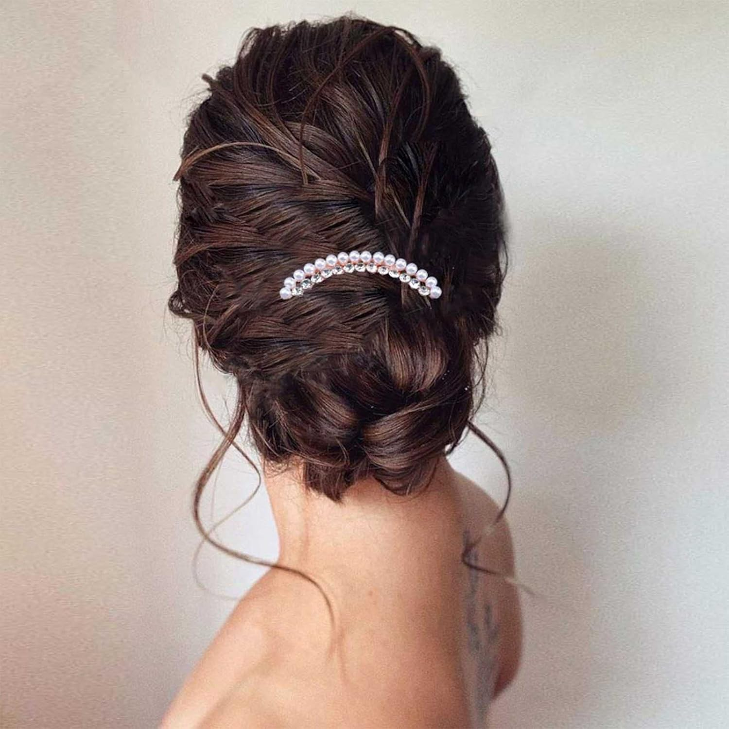 Yheakne Crystal Bridal Hair Comb Gold Rhinestone Wedding Headpiece Pearls Hairpiece Bridal Side Comb Pearls Wedding Hair Accessories for Bride and Bridesmaids (Style A) image number 1