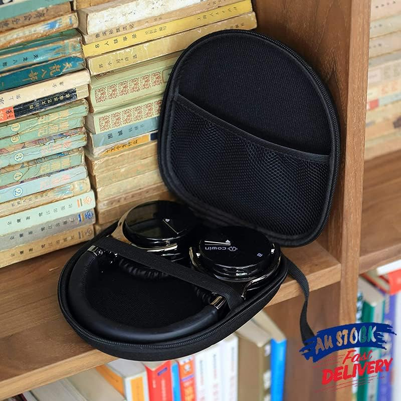 AIMALL Universal Hard Earphone Case, Headset Carrying Box with Mesh Pocket, Durable Nylon Fabric, Compact Storage Bag for Earbuds and Accessories, 8.27 X 7.48 X 2.36 Inches, Black image number 4