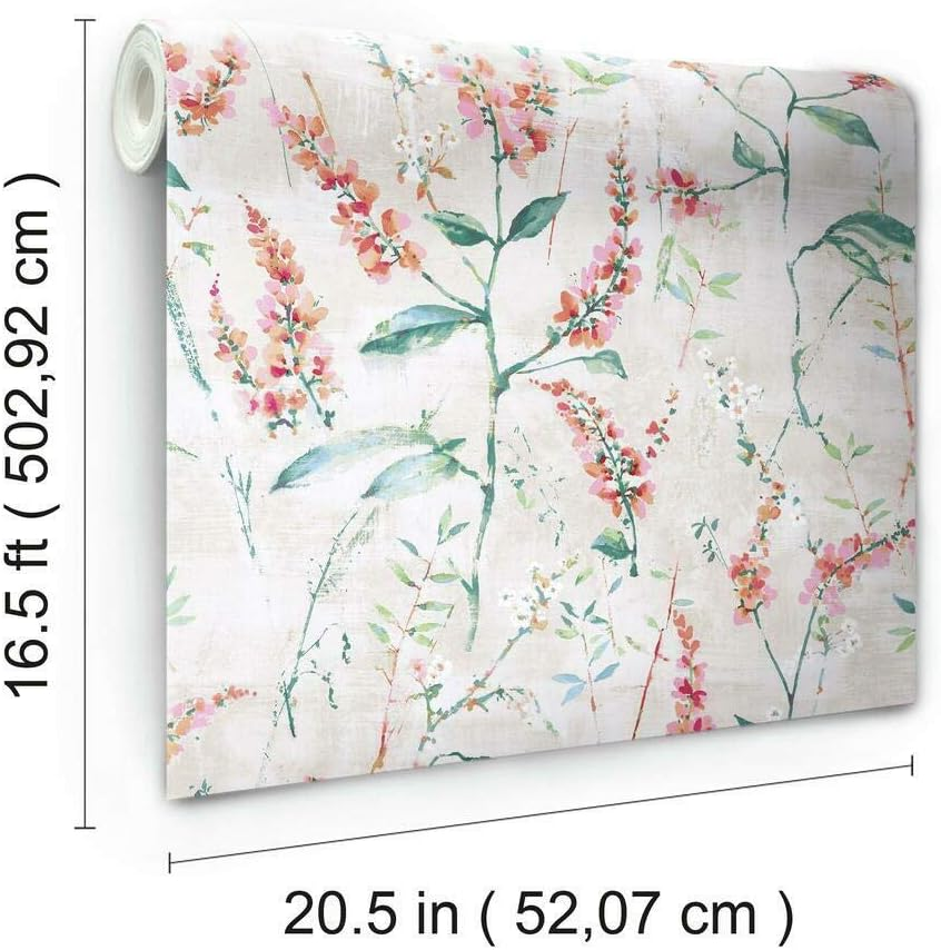 Roommates RMK11471WP Coral Floral Sprig Peel and Stick Wallpaper image number 6