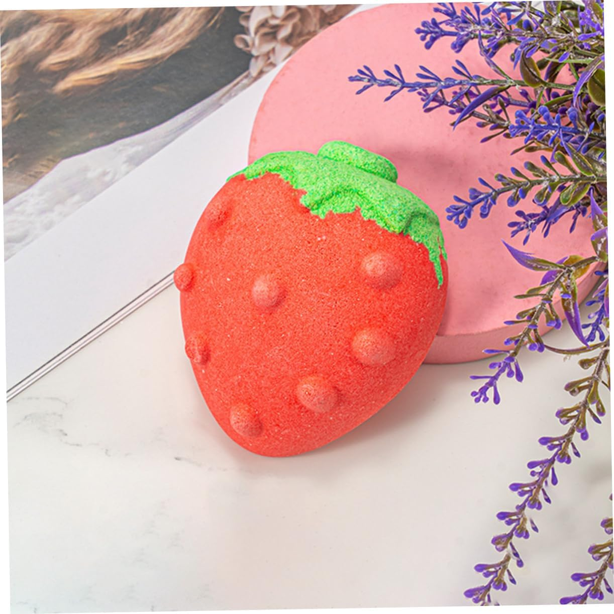 Anneome 4Pcs Bathing Bath Salt Bomb Bubble Making Strawberry Shape Boys and Girls Bubble Bath for Women Portable Spa Bomb image number 6