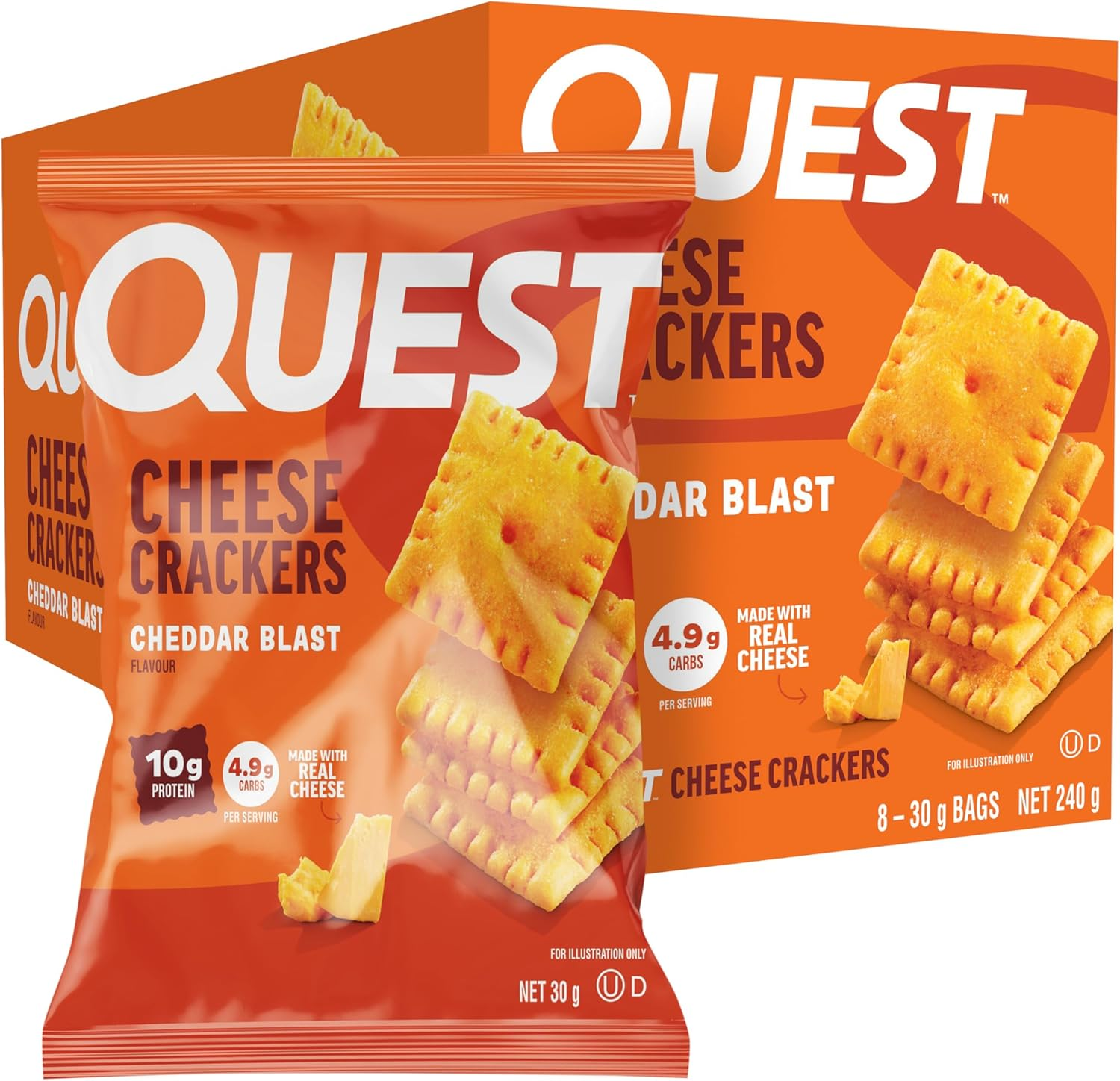 Quest Nutrition Cheese Crackers, Cheddar Blast, 10G Protein, 5G Carbs, 2G Sugar, Made with Real Cheese, 8 Packs (30G Bags) image number 5