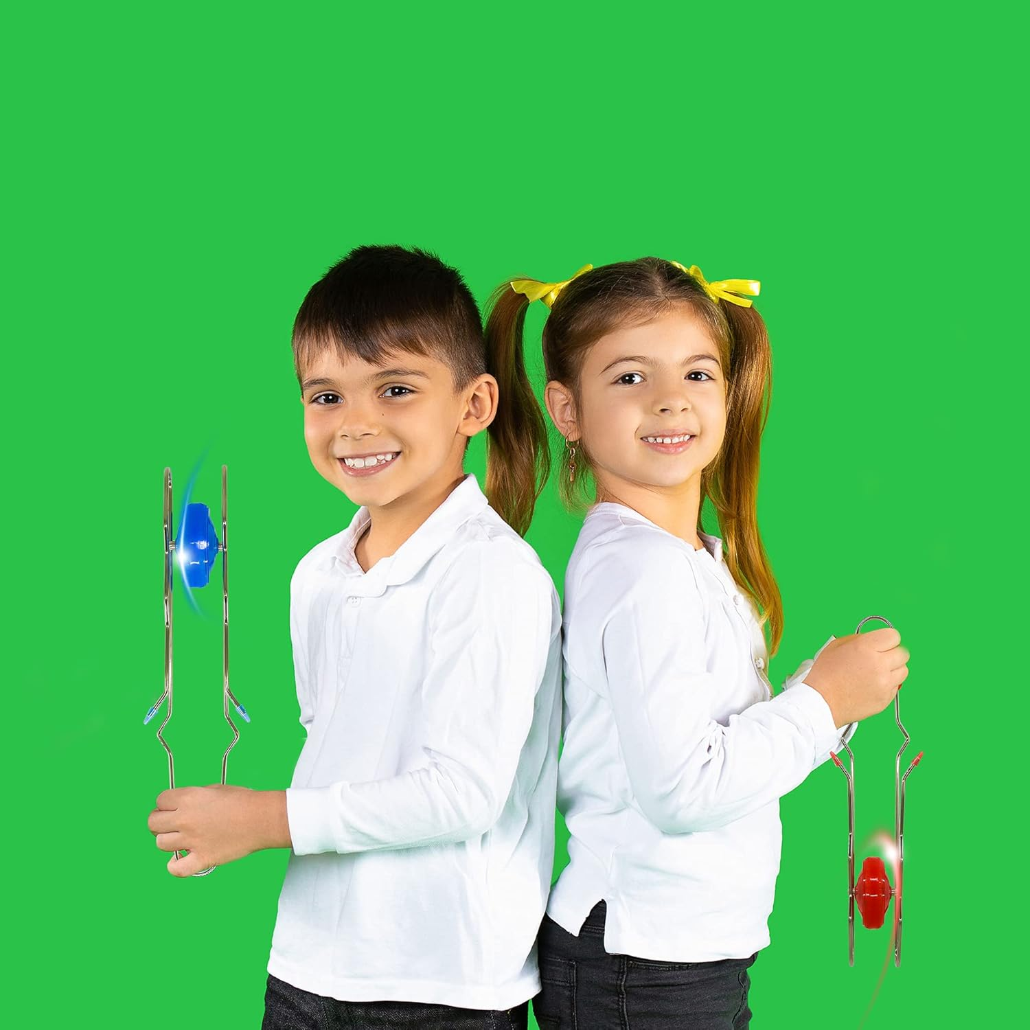 Haconba 6 Packs Retro Light up Gyro Wheels Flashing Gyro Wheel Magic Rail Twirler Magnetic Yoyo Fun Gift for Boys and Girls, 3 Colors image number 6