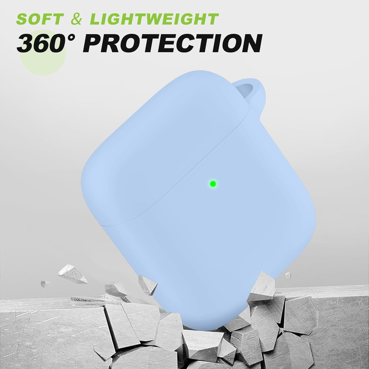 For Airpods Case Cover, Come with Cleaner Kit, Soft Silicone Protective Cover with Buckle, Compatible with Apple Airpods 2Nd 1St Generation Charging Case, Front LED Visible, Sky Blue - A2-Sky Blue image number 2