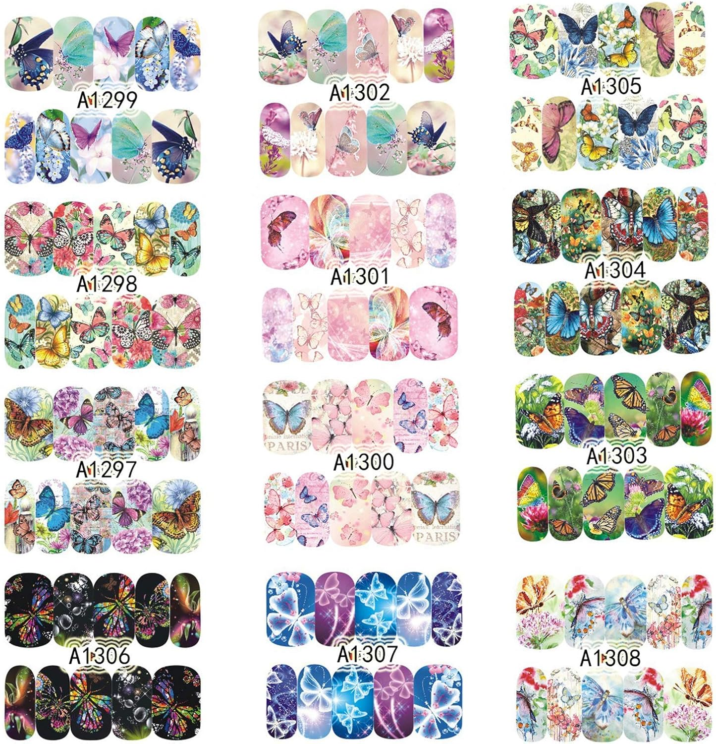 Bogoro Nail Tattoos,48Pcs Nail Art Stickers Butterfly,3D Laser Butterfly Nail Stickers,Nail Art Tattoo Decals,Adhesive Assorted Patterns Butterfly Nail Decals for Women Salon Home Nail Tips Decoration image number 4