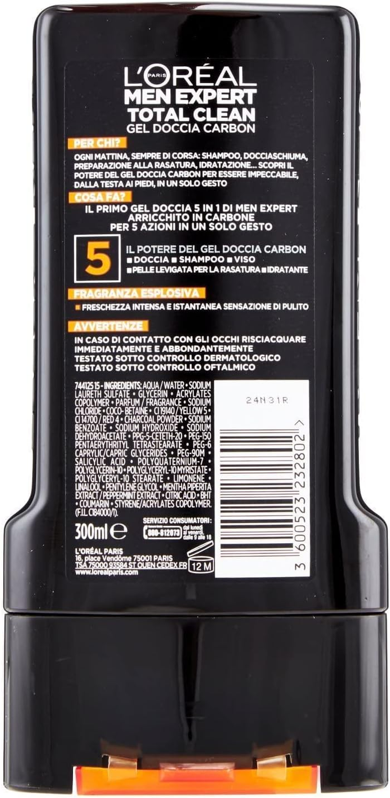 L'OREAL Men Shower TOTAL Clean 300 Ml. Soaps and Cosmetics image number 1