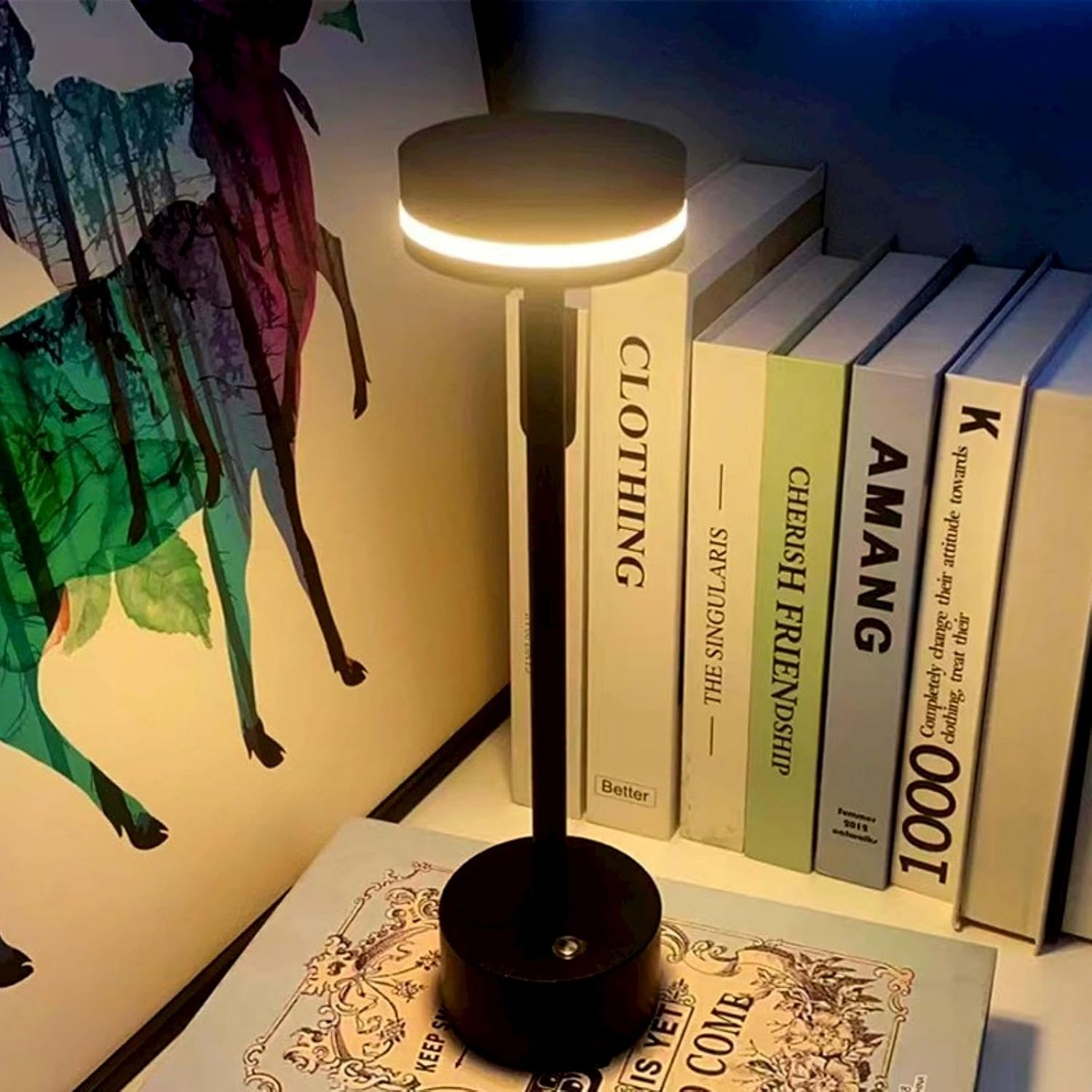 Cordless Table Lamps, Rechargeable beside Desk Lamp Battery Operated Nightstand LED Bedroom Night Light with Dimmable Brightness for Living Room, Home Office, Restaurant (Black) - Black image number 6