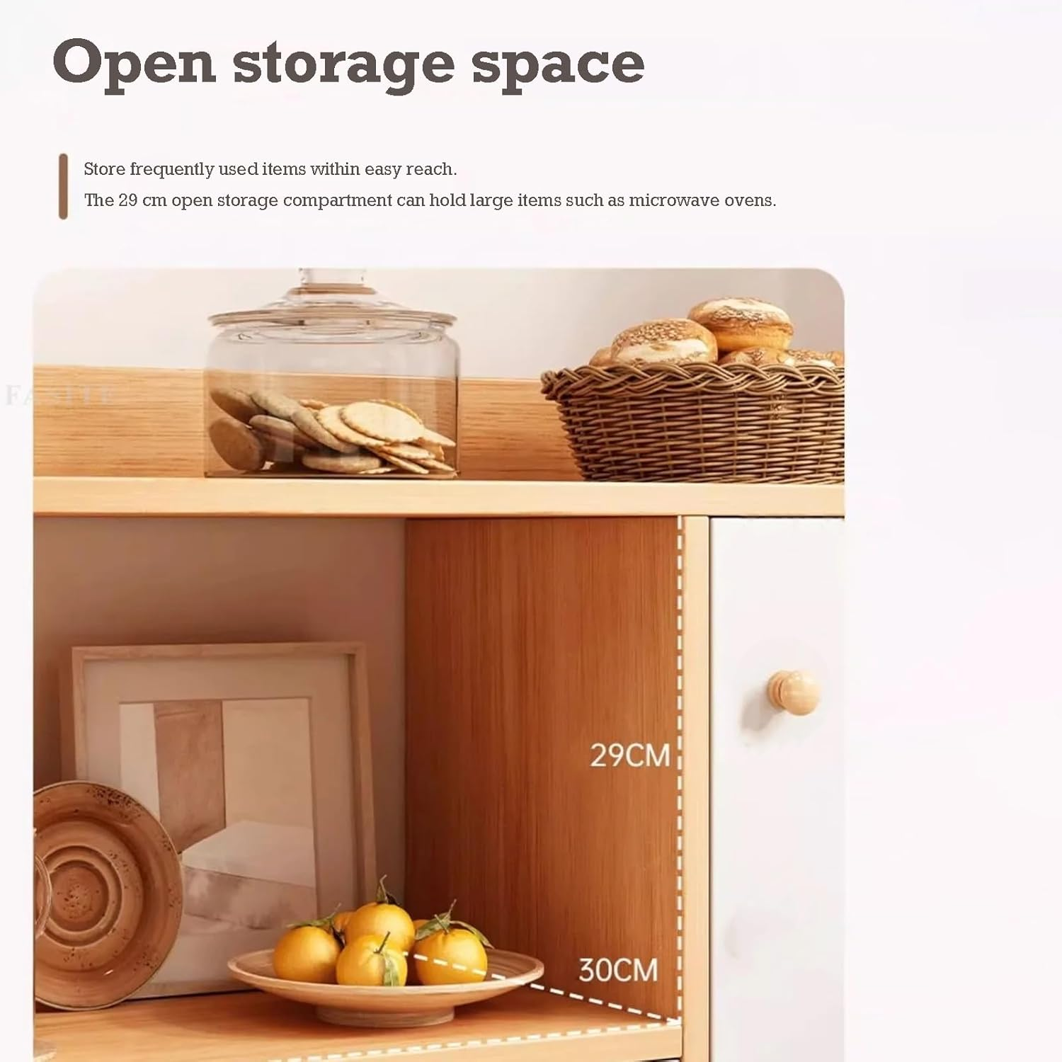 Memocastle Modern Wood Sideboard: Wall-Mounted Storage Cabinet - Buffet with Locker Design for Dining Room and Living Room (Rustic Oak Colour) image number 4