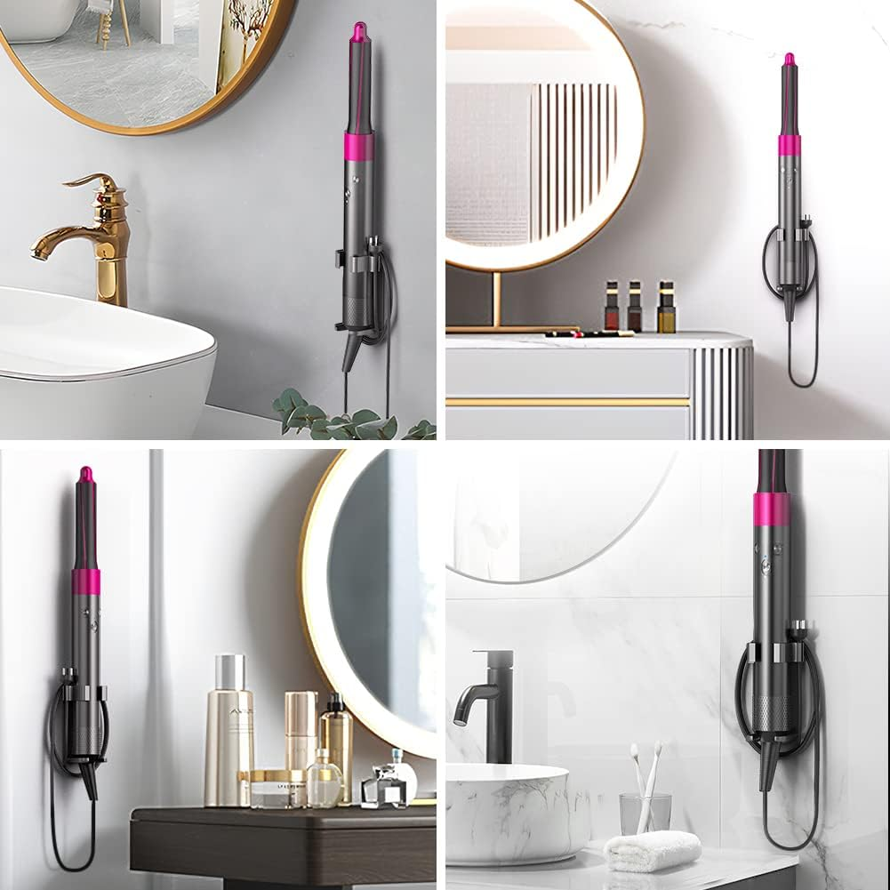 JLNJLE Wall Mount Holder Compatible with Dyson Airwrap/Shark Flexstyle, Curling Wand Organizer Heat Resistant, Hair Styling Tool Storage No Drilling for Flat Irons, Hair Straighteners within 1.8Inch image number 4