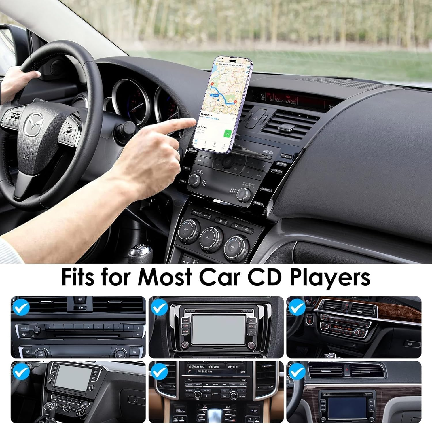 Eeekit Magnetic CD Slot Phone Mount, 20 Strong Magnets CD Player Car Phone Holder for Magsafe Cases and All Smartphones image number 1
