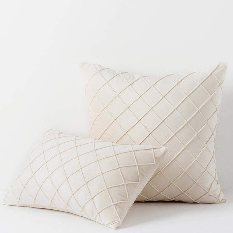 Hyper Cover Velvet Cushion Cover with Diamond Pleated Checked Design (45X45 Cm, Tiger Lily) - Perfect for Sofa, Couch, Room Decor - Sage, Large Square Cushion - Boho Home Decor, Throw Pillow Covers