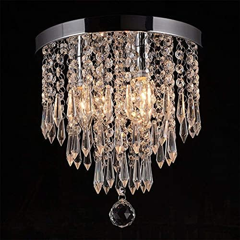 UOSR Modern Mini Crystal Chandelier LED D30*H30Cm Semi Flush Mount 3 Colors Lighting Kitchen Light Fixtures Crystal Ceiling Lamp Modern Decor for Bedrooms Living Room Dinning Rooms Hallway Kids Room image number 1