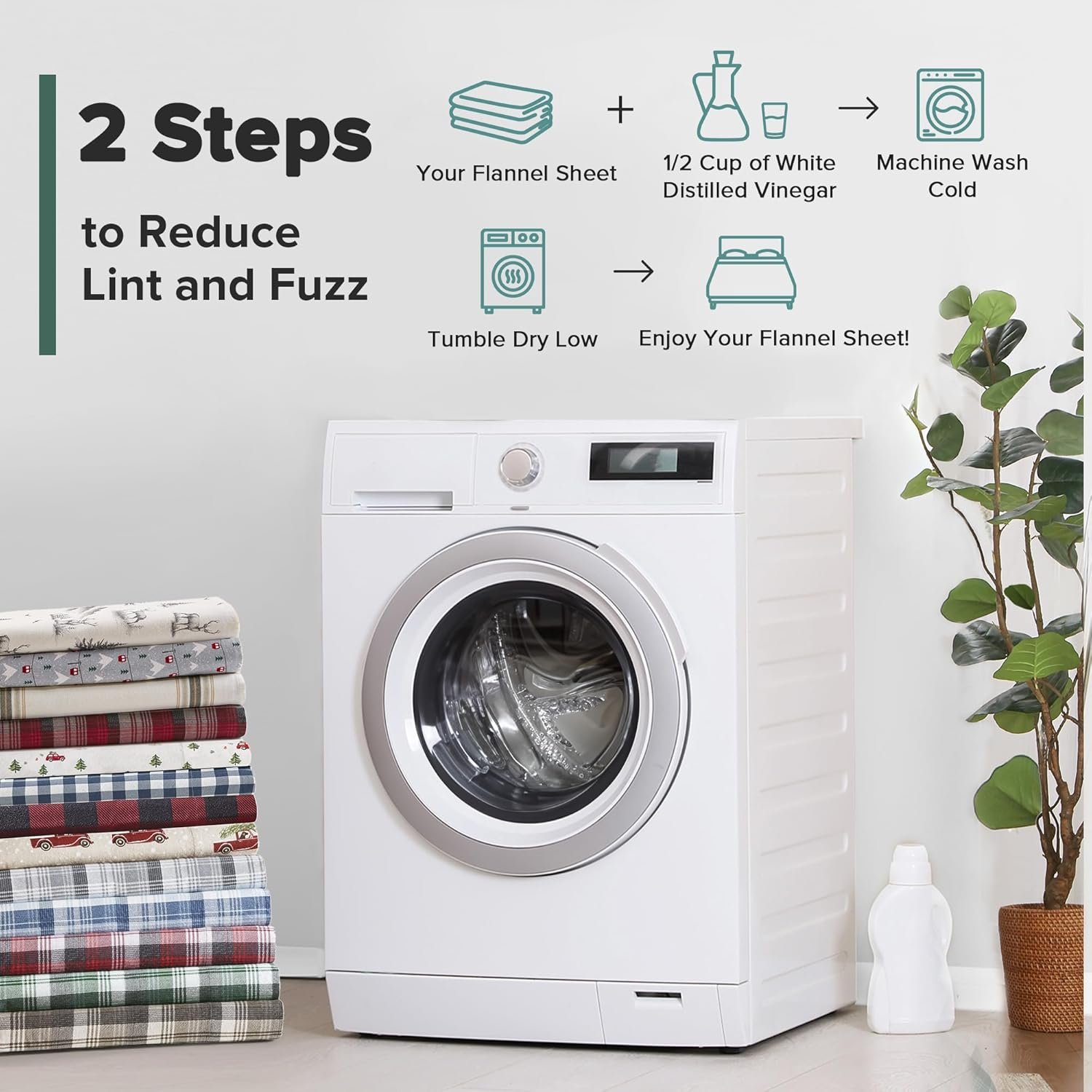 Woolrich Flannel 100% Cotton Sheet Set Warm Soft Bed Sheets with 14" Elastic Pocket, Cabin Lifestyle, Cold Season Cozy Bedding Set, Matching Pillow Case, Queen, Green Plaid, 4 Piece image number 3