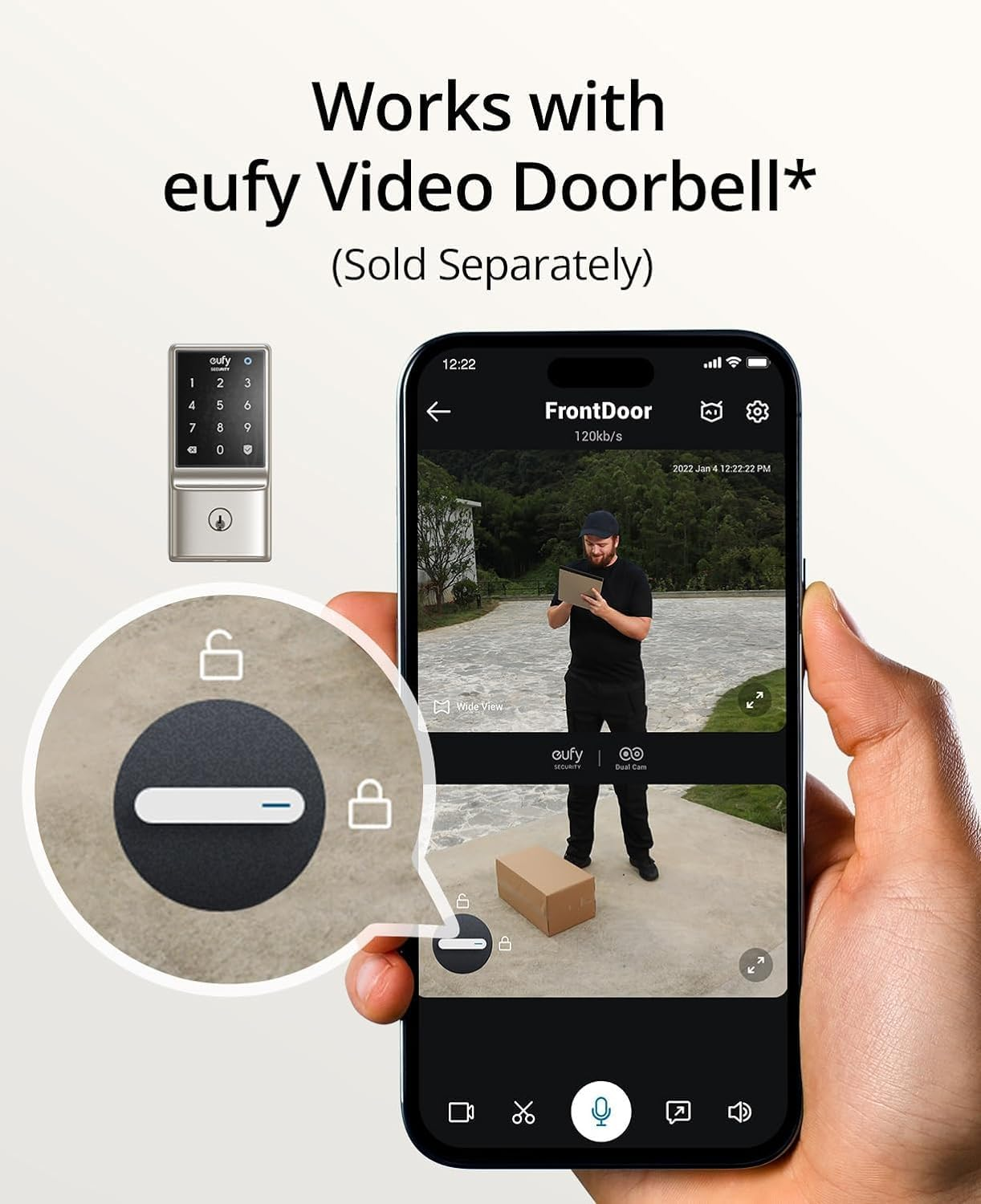 Eufy Security Smart Lock C210, Keyless Entry Door Lock for Front Door, No Bridge Required, Easy Installation, Touchscreen Keypad Deadbolt Lock, App Remote Control, 4 AA Batteries Included, Nickel image number 4