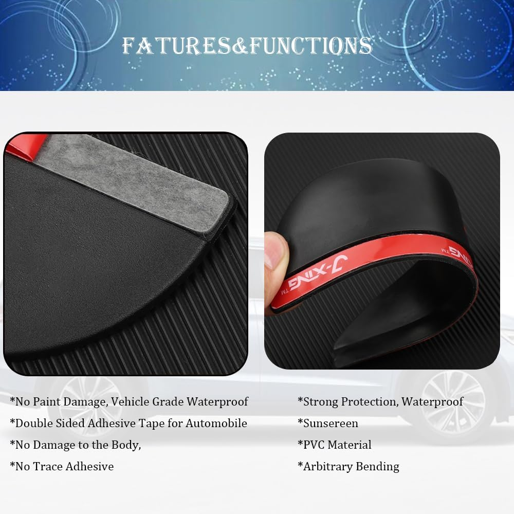 Car Rearview Mirror Rain Eyebrow Shield,Car Mirror Rain Protector Film,Mirror Visor Guard for Most Car, Truck and SUV (Solid Black, 2PC), SAYM01 image number 5