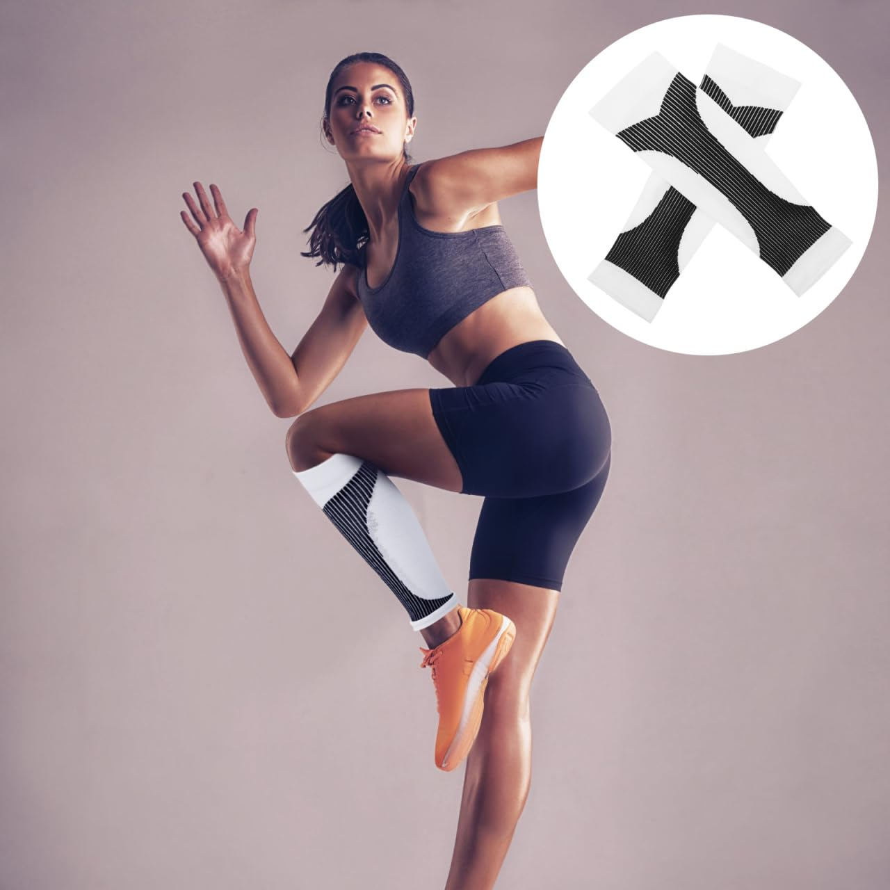 Minkissy 2Pcs Legging Cover 2Pcs White Compression Sleeves for Calf Support Soft Breathable Athletic Covers for Running and Sports image number 3