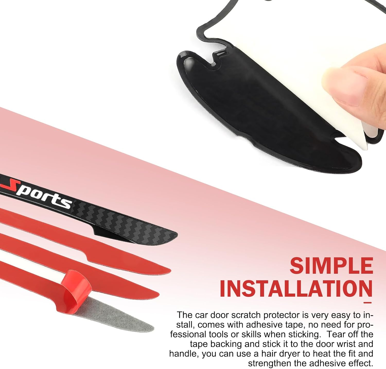 4PCS Car Door Protector, Sports Car Door Handle Scratch Protector, Door Handle Bowl Sticker, Doors Handle Protection Accessories, Universal for Most Car, SUV, Truck image number 2