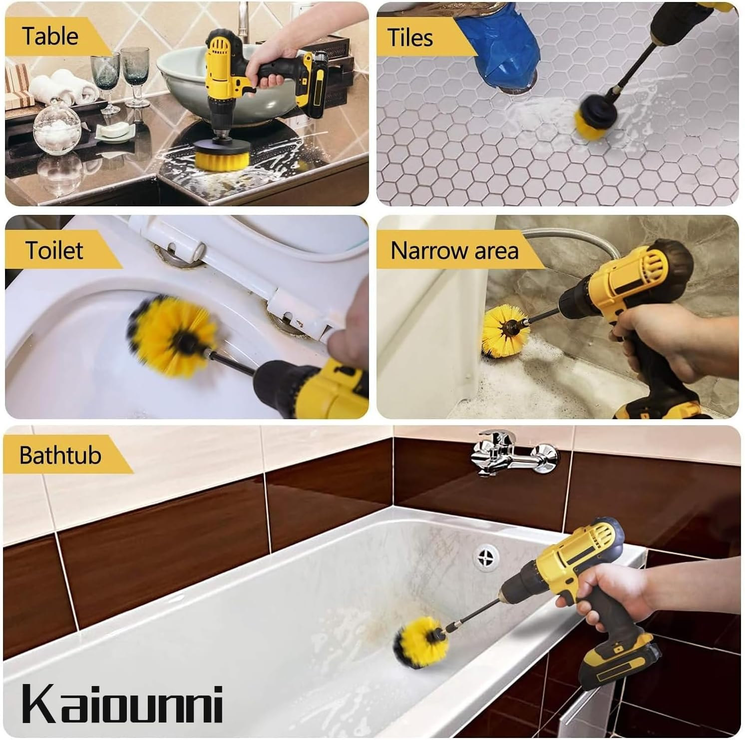 4 Piece Drill Brush Attachment Set, Includes Scrub Daddy & Scrub Mummy Pads, All Purpose Power Scrubber Cleaning Brush Kit with Extend Long Attachment for Grout, Tiles, Tub, and Car Surfaces image number 3
