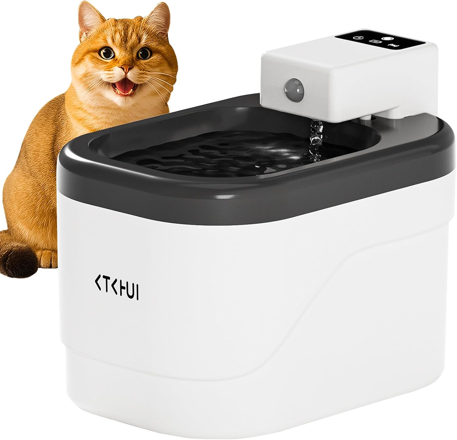 2L Cordless Automatic Water Fountain for Cats Silent Water Pump Filter Rechargeable with Timer & Sensor Mode for Cats image number 3