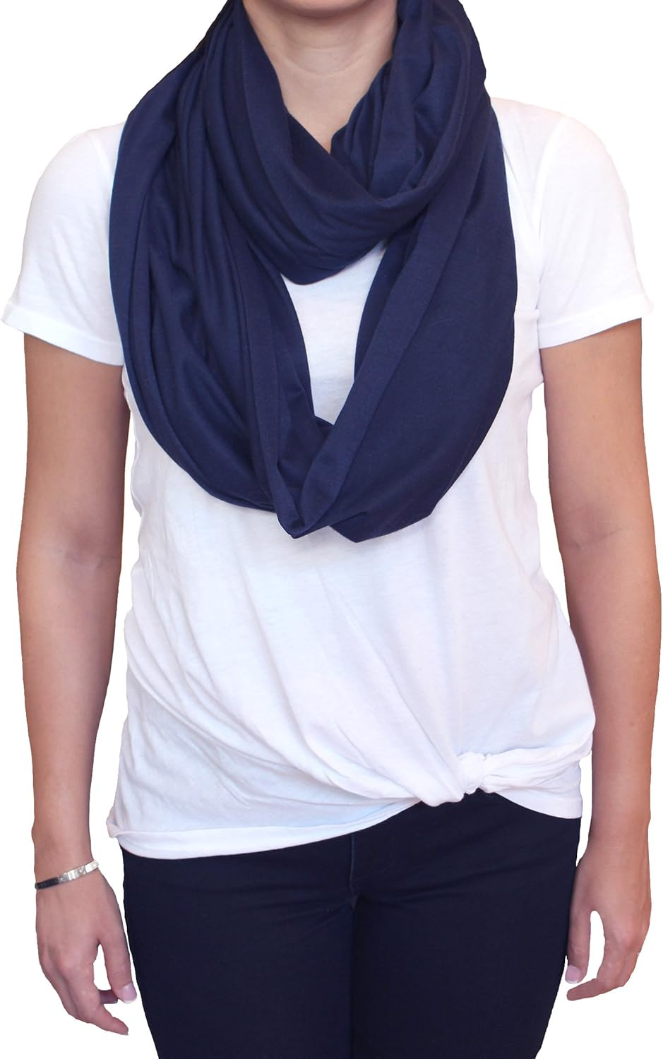 (2Pk Grey/Navy) - 2Pk LK Baby Infinity Nursing Scarf Breastfeeding Cover Ultra Soft (Grey/Navy) image number 6