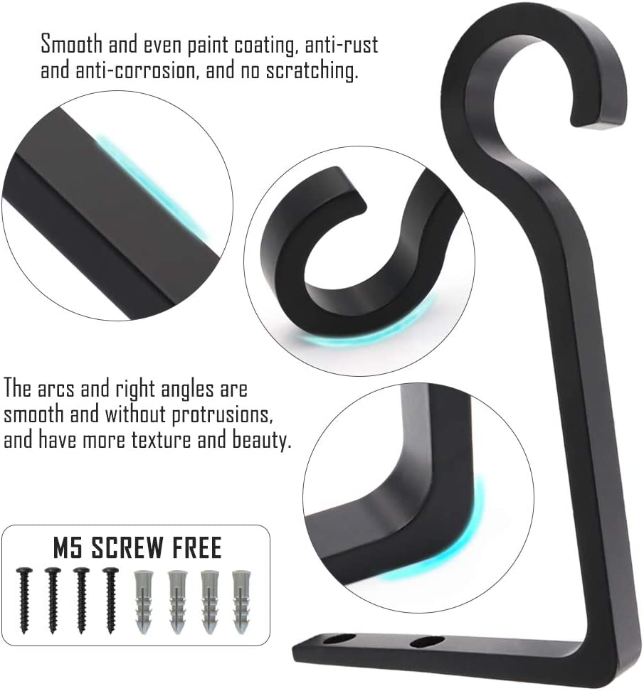 Hanging Plant Bracket 6Inch Metal Plant Hook Shepherds Hook Decorative Wall Plant Hanger for Hanging Lanterns, Bird Feeder, Flower Basket, Home Decor Indoor & Outdoor 2 Pack (Black) - 1, Black image number 6