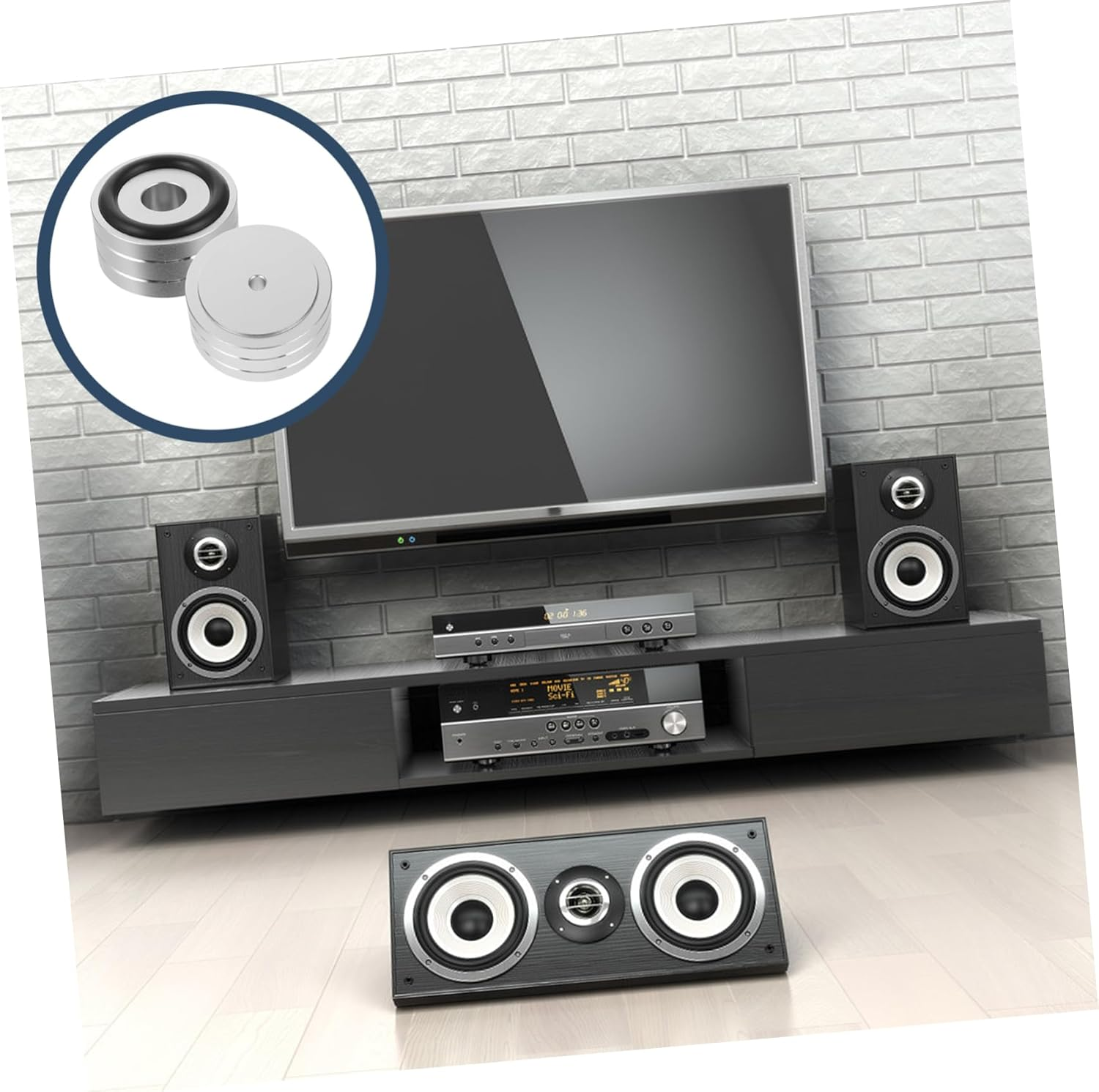 2Pcs Aluminum Alloy anti Vibration Speaker Isolation Feet Pads for Hi-Fi Amplifiers and Audio Equipment Silver Small Size Cushions for Home Audio Accessories image number 2