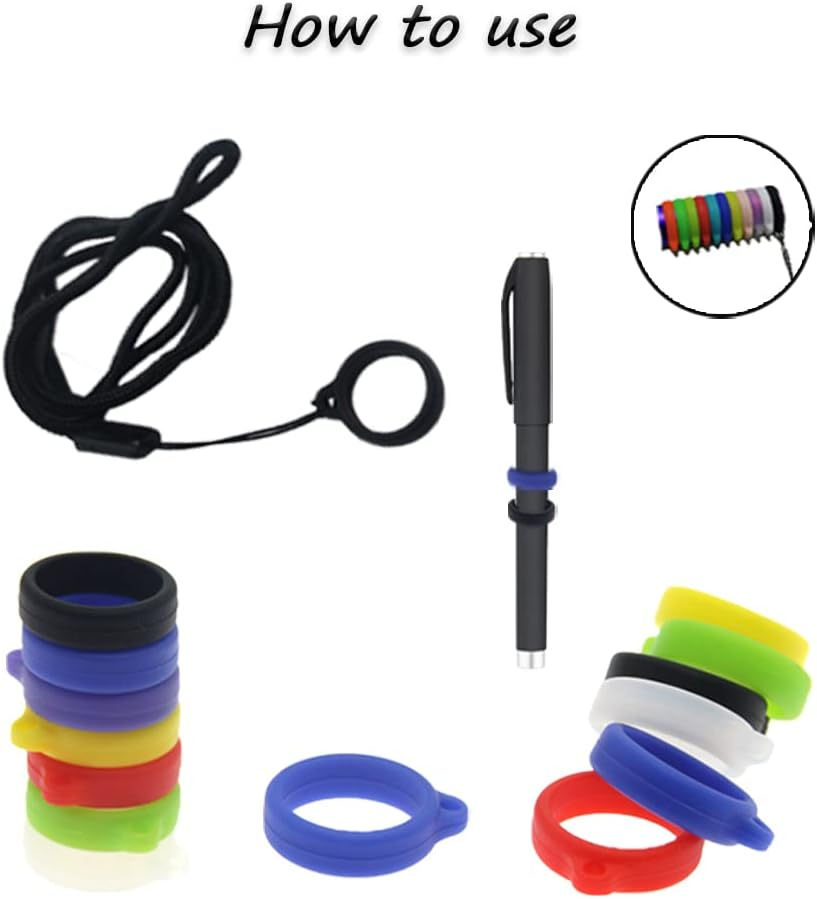 100 Pcs Anti-Lost Silicone Rubber Ring Holder, Silicone Lanyard Holder Case for Pen, Pen Anti-Lost Silicone Rubber Ring for Pen Devices Office or Daily Sports (Dia. 0.5"/13Mm, Mixing Colors, image number 5
