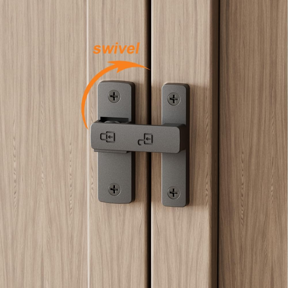 ETEKJOY Heavy-Duty Flip Latch Lock 90/180 Degree Sliding/Swinging Door Lock Latch Bolt for Gate Barn Garage Garden Fence Shed Window Cabinet (Black+Luminous, 180 Degree) image number 6