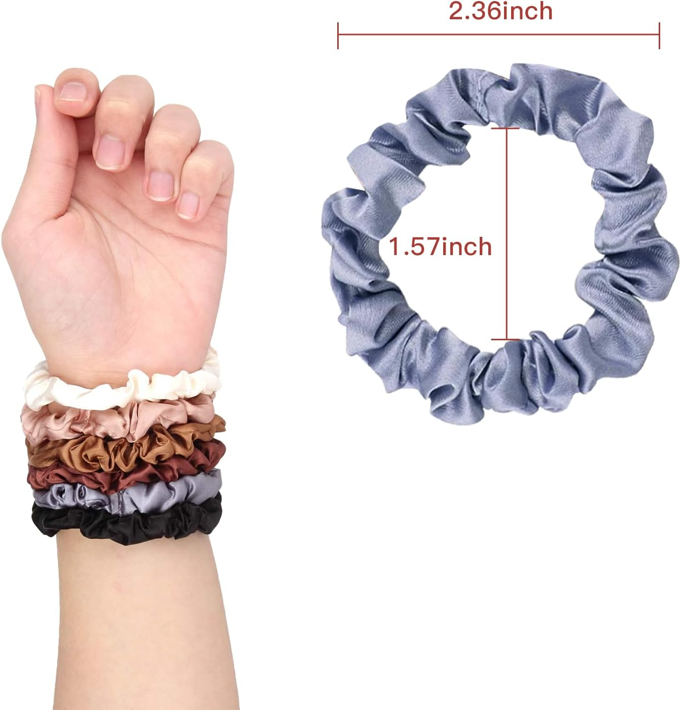 ONBPIY 12Pcs Silk Scrunchie Hair Ties Hair Accessories Silk Hair Ties Scrunchies Set for Women Girls Elastic Ponytail Holder image number 2