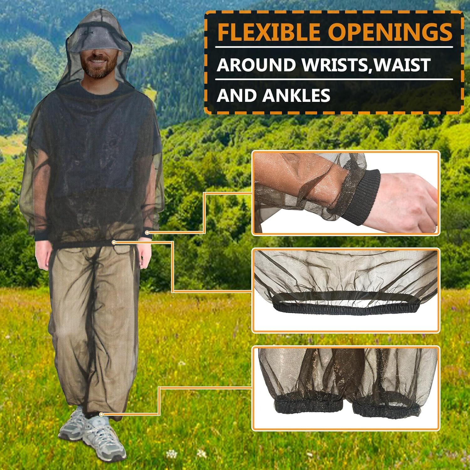 South to East Mosquito Suit - Net Bug Mesh Pants & Jacket with Hood for Outdoor Protection from Bugs, Flies, Gnats, No-See-Ums & Midges - Mosquito Clothing for Men & Women with Carrybag, M Size image number 1