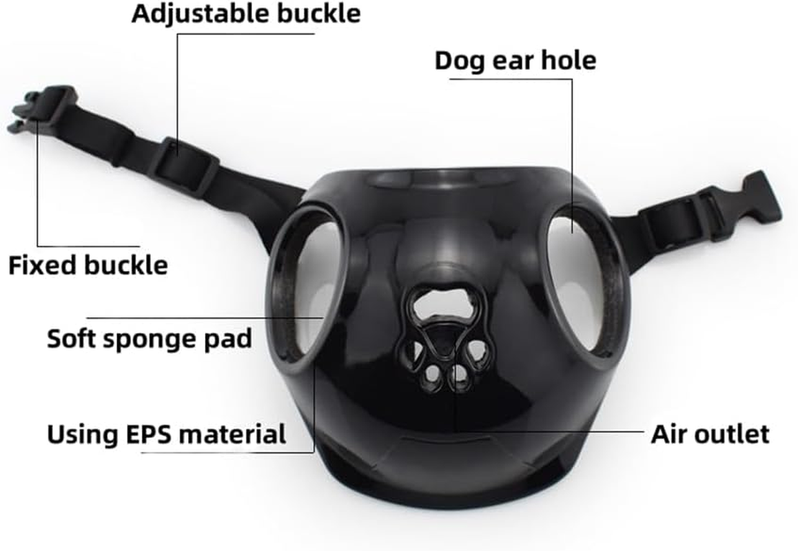 Dog Helmets for Small Dogs with Ear Holes, Hard Pet Dog Hat for Puppy, Windproof Doggies Motorcycle Helmets for Outdoor Riding Hiking Cycling,Motorcycle/Bike Hat for Cat (Black) image number 6