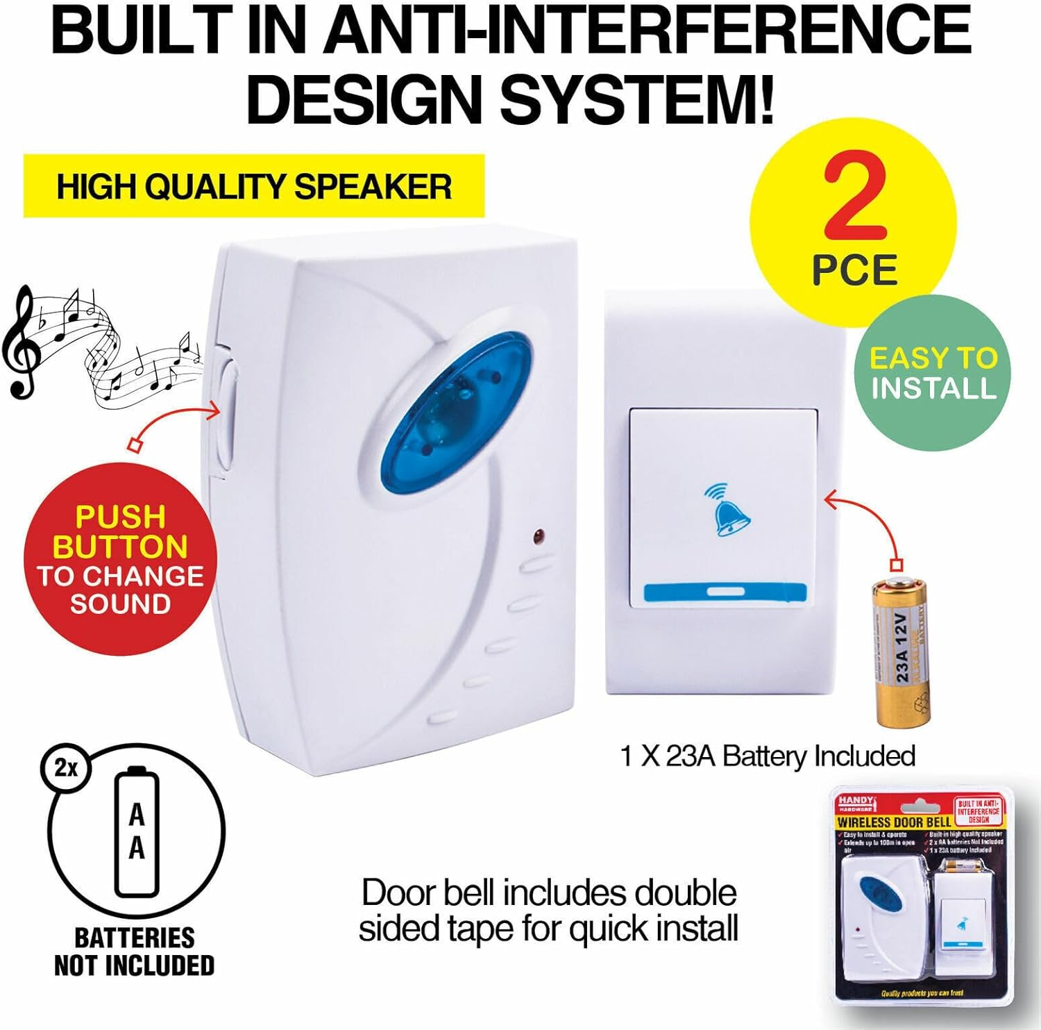 Leona Co Wireless Doorbells for Home, Classroom Door Bell Ringer Wireless with 36 Ringtones, Doorbell Chimes Kit for House image number 2