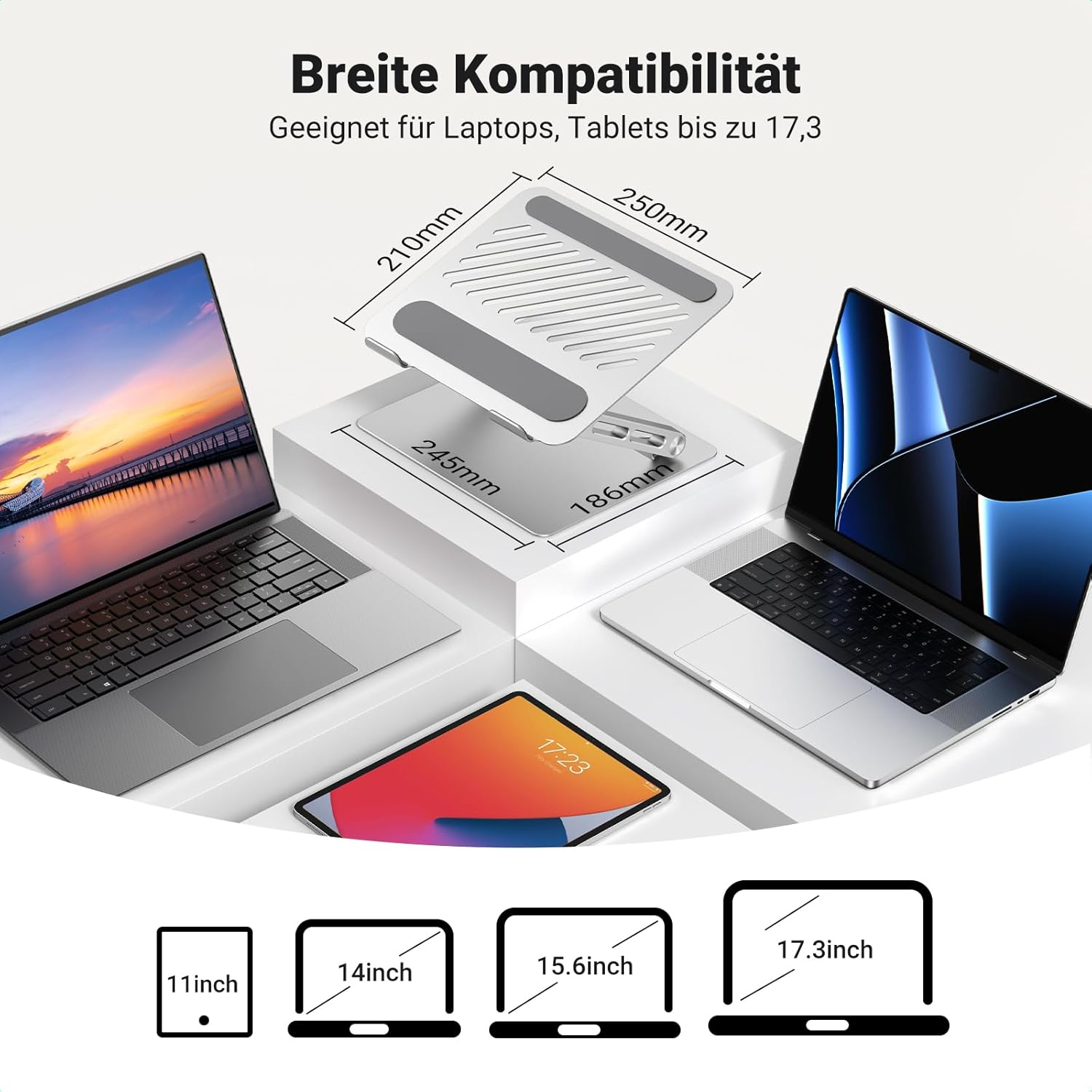 UGREEN Laptop Stand for Desk Adjustable Ergonomic Desktop Holder Compatible with Macbook, Chromebook, Notebook, up to 17.3 Inch image number 2