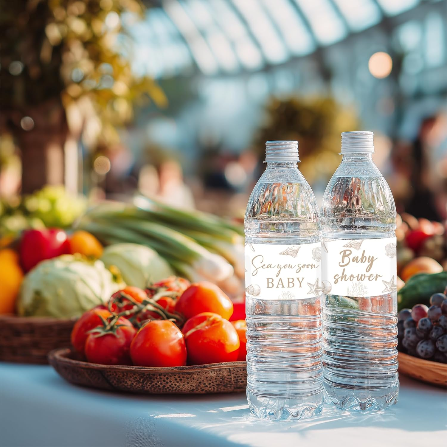 28Pcs Sea You Soon Baby Shower Water Bottle Labels Waterproof Ocean Animals Water Bottle Wrapper Stickers for Sea You Soon Baby Shower Gender Reveal Decor Party Supplies image number 3