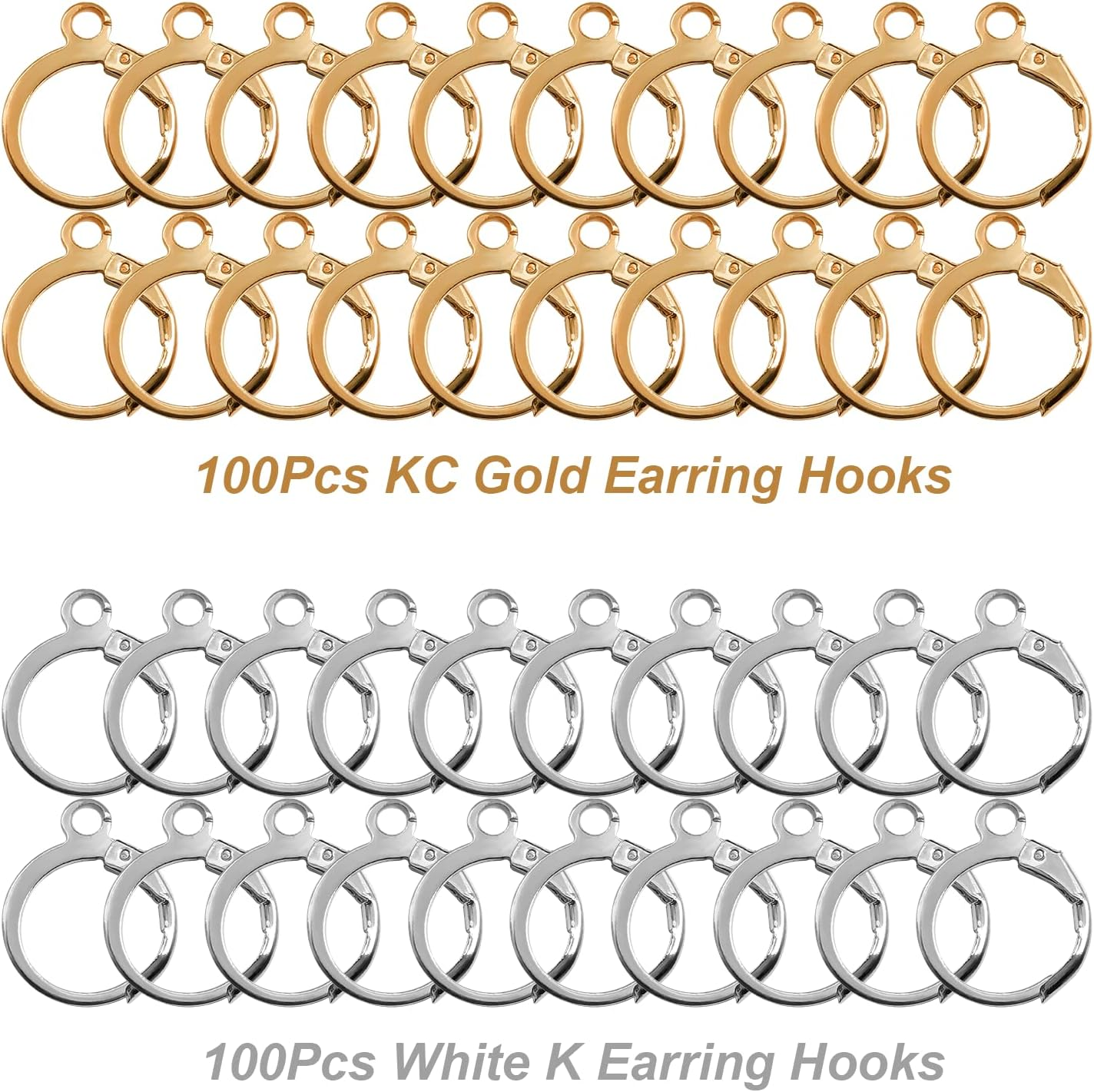 Topbine 200PCS Hypoallergenic French Earring Hooks Leverback Earwires round Earring Hooks Earring Supplies Findings Ear Wire with Open Loop for Earring Designs Jewelry Making Findings