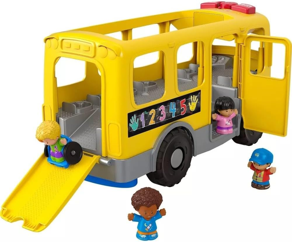 Fisher-Price Little People Toddler Learning Toy Big Yellow School Bus with Lights Sounds & Smart Stages, 4 Figures, Ages 1+ Years
