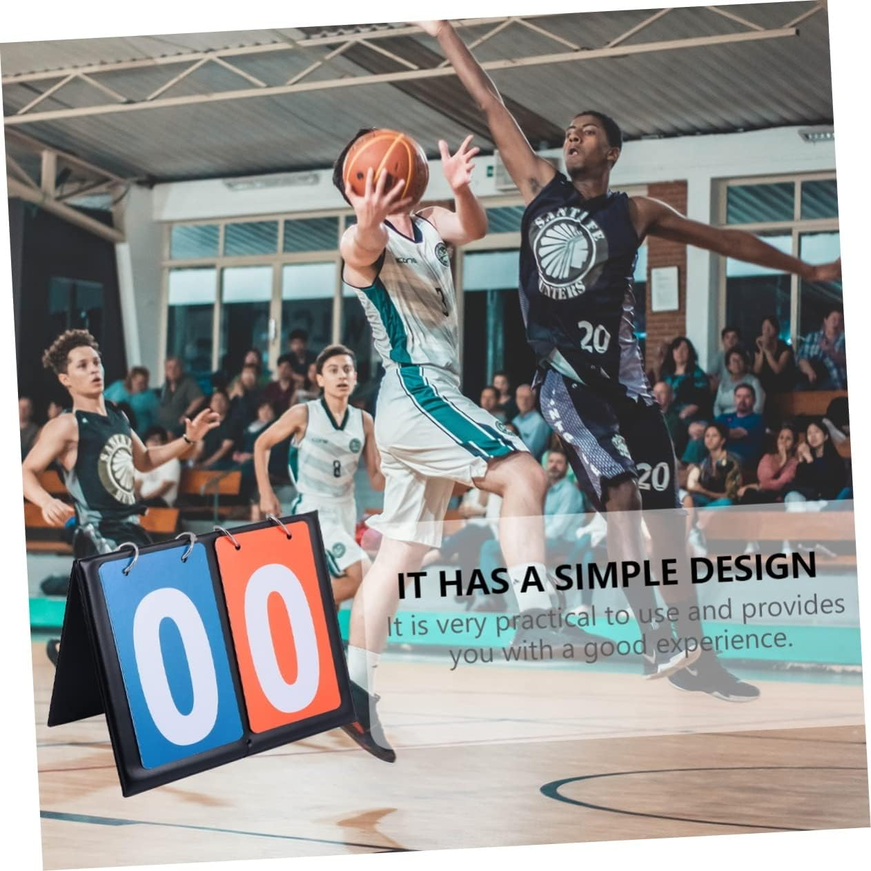 Basketball Scoreboard Two-Digit Flip Score Keeper, Double-Sided Manual Score Flipper for Sports Matches, Portable Outdoor Indoor Basketball Game Scoreboard Blue and Red Numbers image number 4
