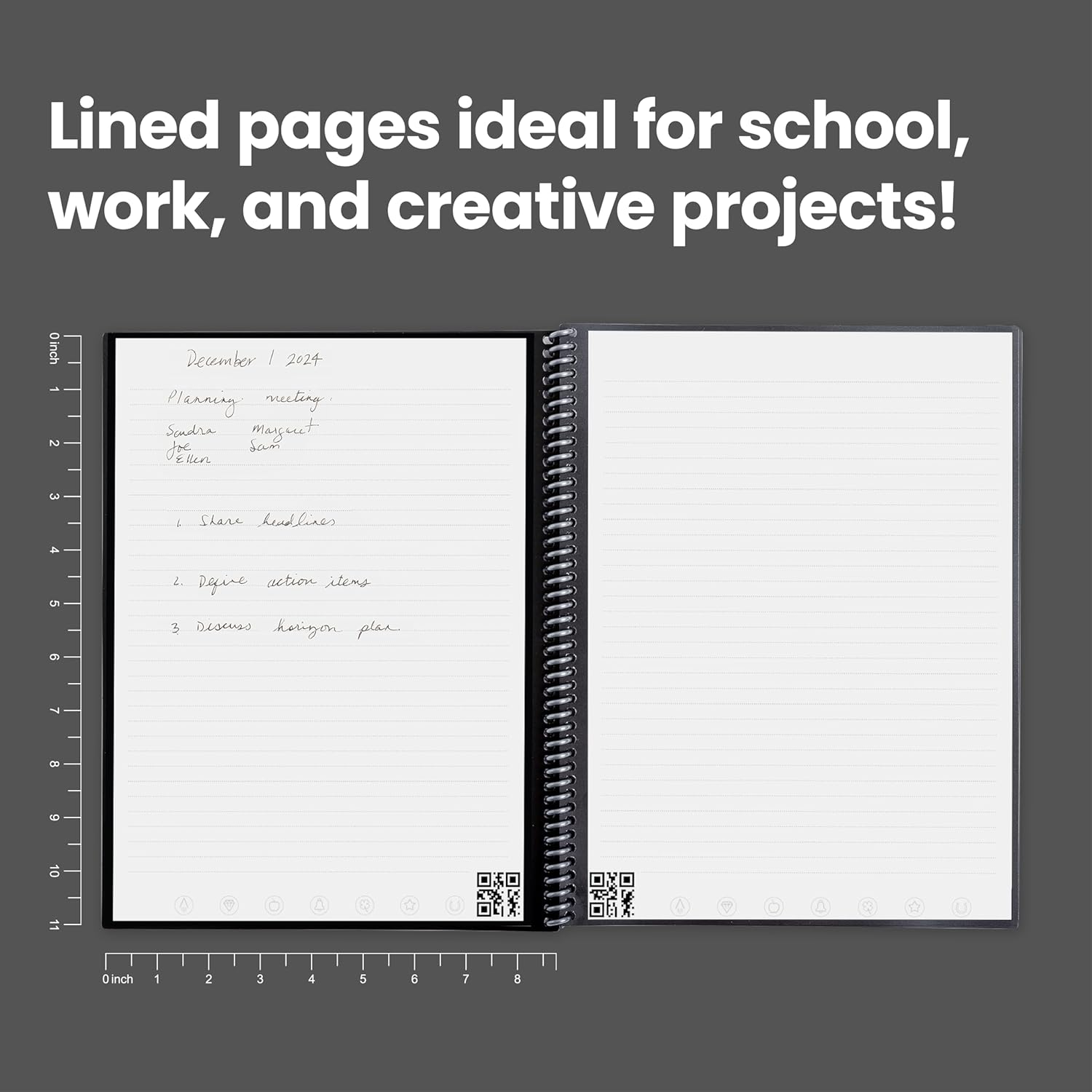 Rocketbook Core Reusable Smart Notebook | Innovative, Eco-Friendly, Digitally Connected Notebook with Cloud Sharing Capabilities | Lined, 8.5" X 11", 36 Pg, Infinity Black image number 3