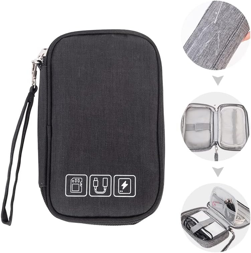 Small Electronic Accessories Organizer, Handhled Universal Compact Travel Digital Accessories Storage Bag for Portable Charger, Cables, Earphone, Cord, SD Card, Phone (Purple)