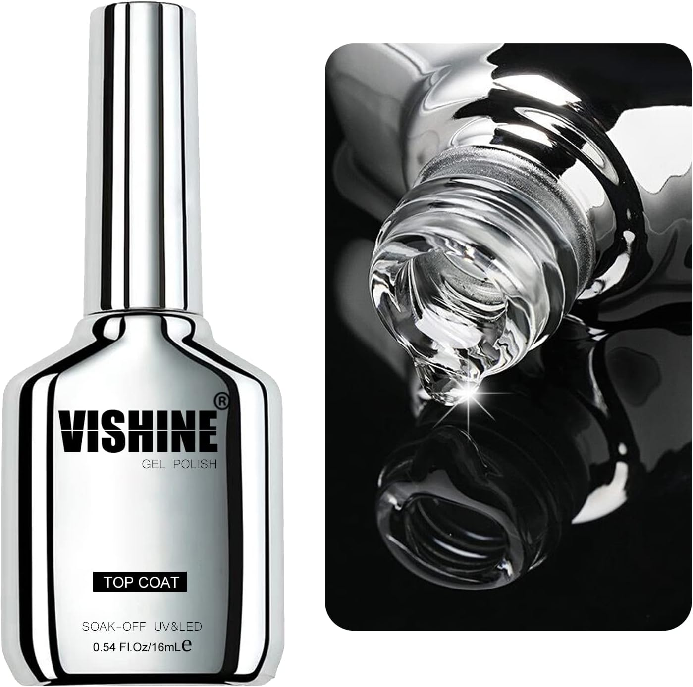 Vishine 16Ml Gel Polish Gel No Wipe Top Coat - Ultra Glossy Shine Finish and Long Lasting, Soak off Nail Lamp Gel, 0.54 Oz - 9D Cat Eye Gel -16Ml image number 6