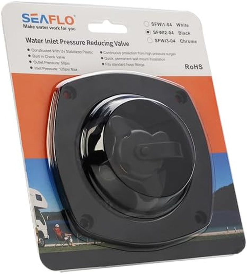 SEAFLO Wall Mount Pressure Regulated Water Inlet (Black)