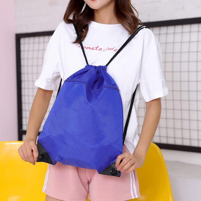 Women Mens Drawstring Backpack Bag Gym Sports Sack Portable Shoe Balls Bags, Lightweight and Spacious - 50X43 Cm - Black image number 7