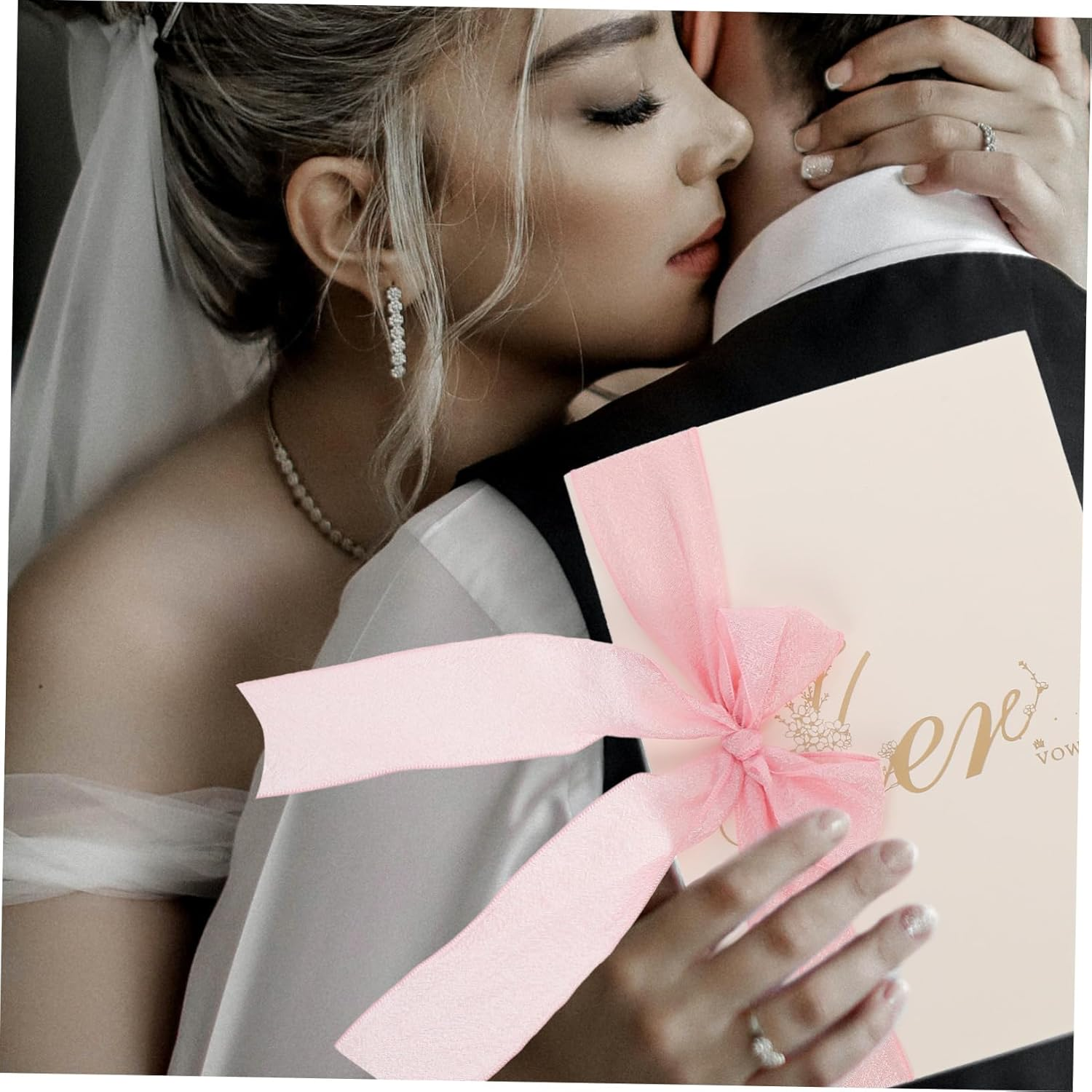 Ifundom 2Pcs Elegant Wedding Vow Cards Ribbon Decorative Speech Vow Books for Weddings Anniversaries Special Occasions Beautifully Crafted Keepsake Brochures - Assorted Color image number 4