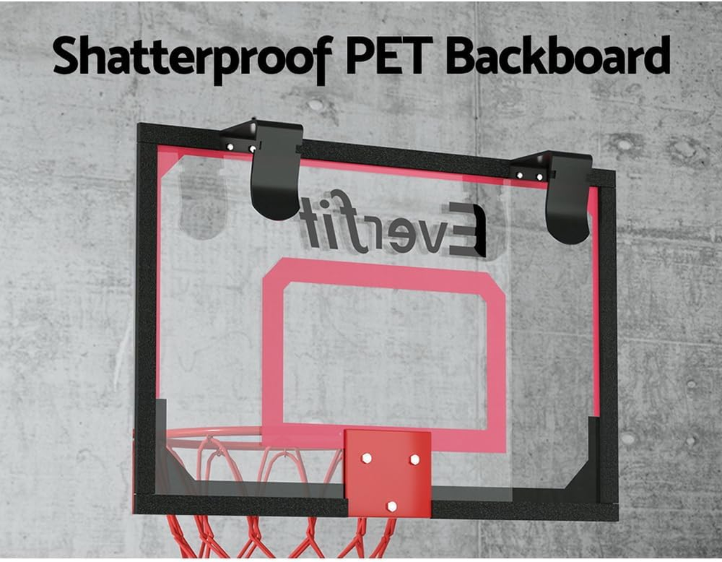 Everfit 23" Mini Basketball Hoop for Kids Adult, Indoor Door Basket Ball Hoops Net Wall Backboard, Wall-Mounted Toys Home Room for Sports Exercise Playing Game, Red image number 5