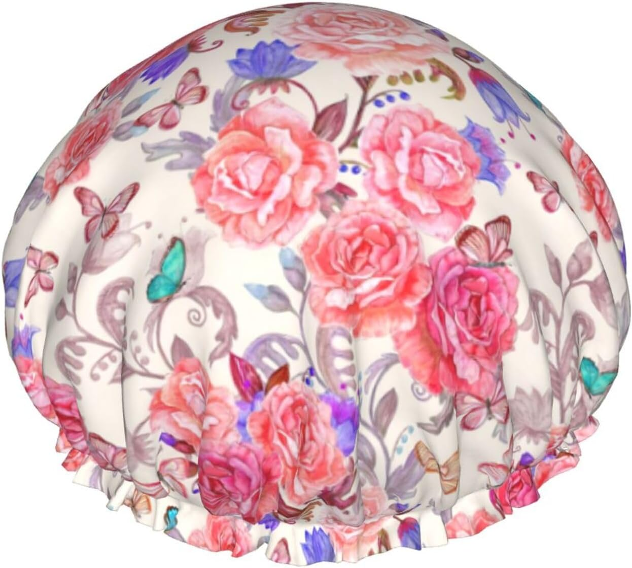 WURTON French Bulldog Print Women Soft Lightweight Shower Cap Shower Capbathing Hat for Long Hair, Breathable