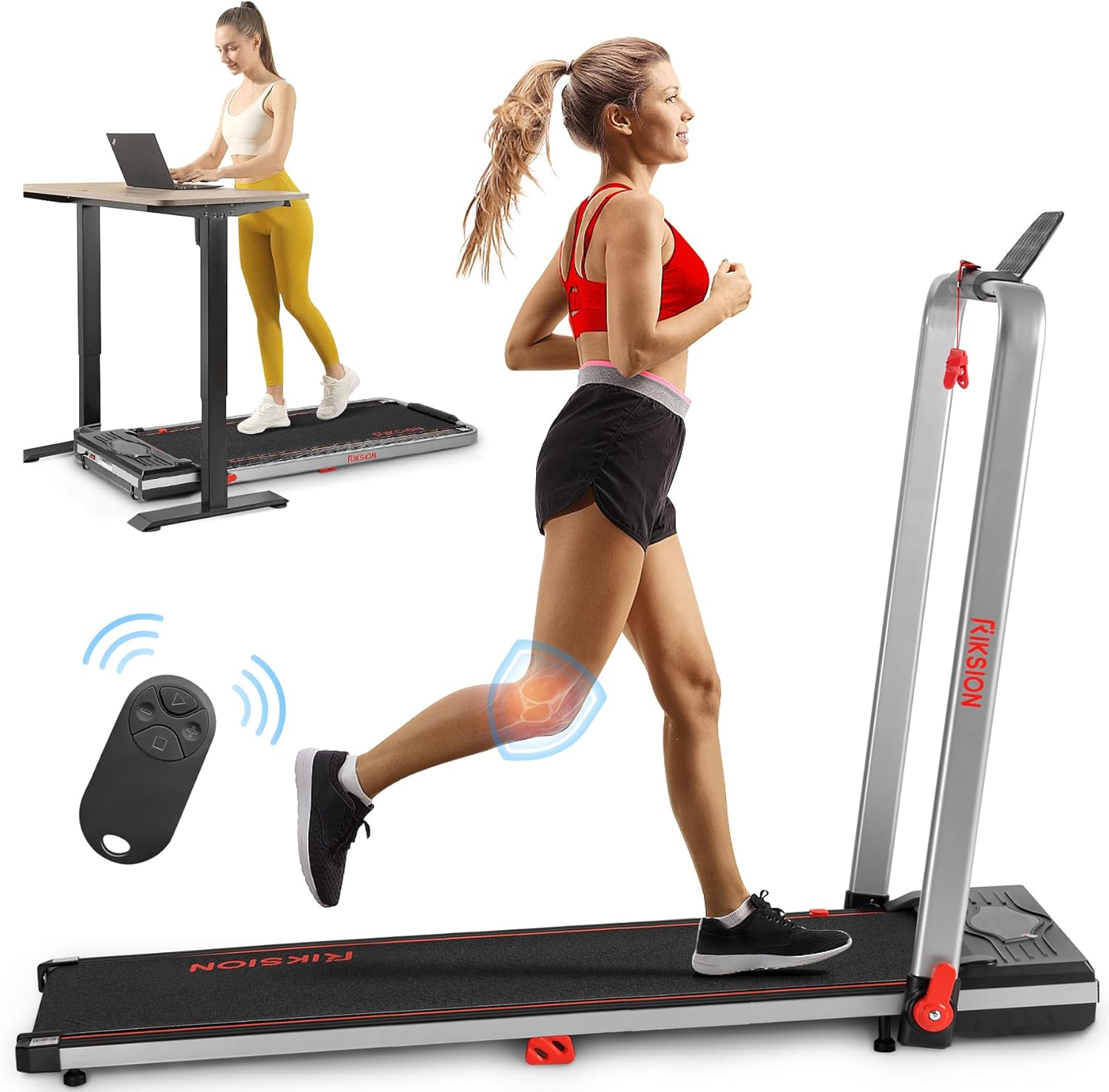 Walking Pad Treadmill, Wenoker under Desk Treadmill, Portable Foldable Walking Pad for Home/Office,Folding Compact Desk Treadmill with Remote Control, Free Installation