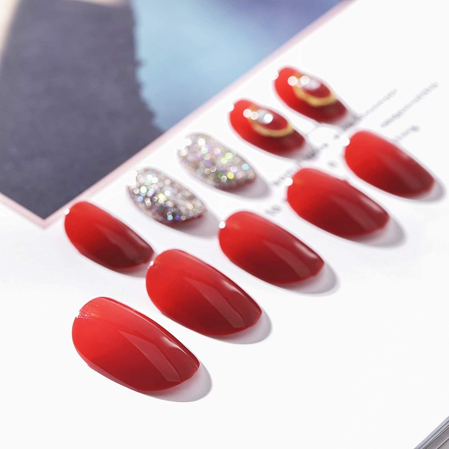 24 Pcs False Nails Full Cover Bridal Wedding Fake Nail Red Elegant for Women and Girls image number 2