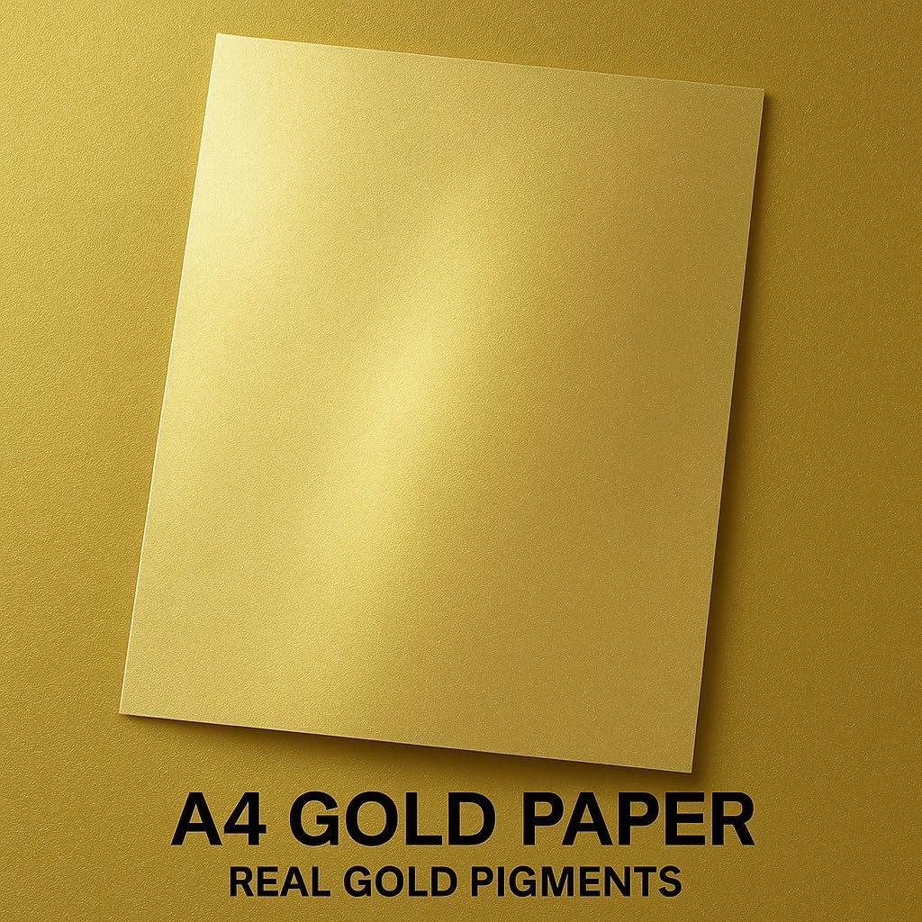 10 X A4 Paper Gold Peregrina Real Gold Colour Pearlescent 32Lb Bond Double Sided Suitable for Inkjet and Laser Printers image number 4